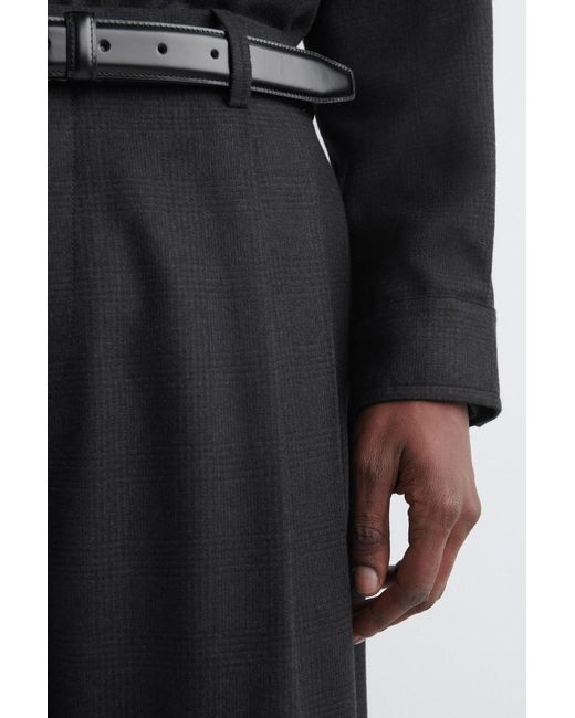 COS Black Pleated Wool Relaxed-Fit Straight-Leg Trousers for men