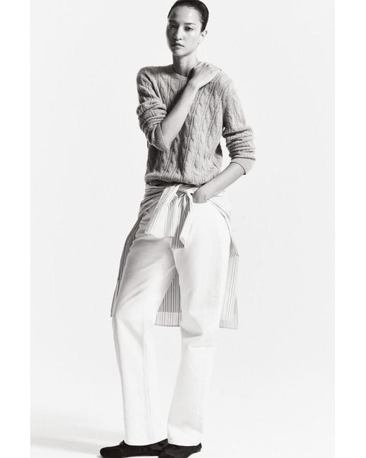 COS Natural Cable-Knit Cashmere Sweater