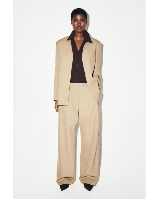 COS Natural Collarless Wool-Twill Blazer