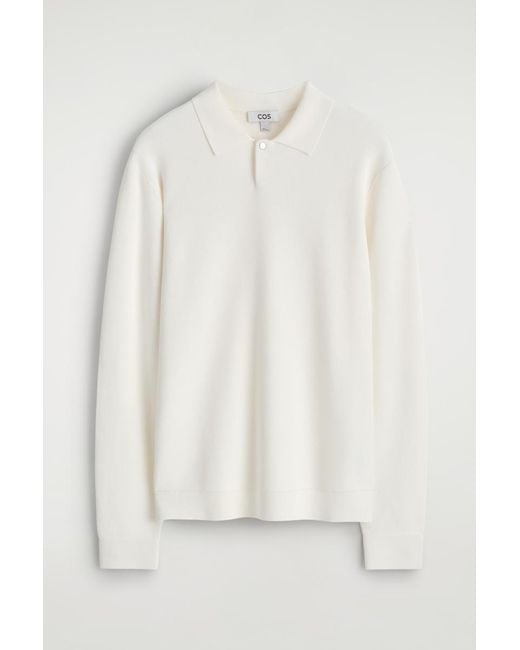 COS White Honeycomb-Knit Polo Shirt for men