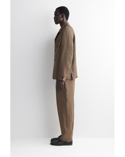 COS Brown Unstructured Linen Blazer for men