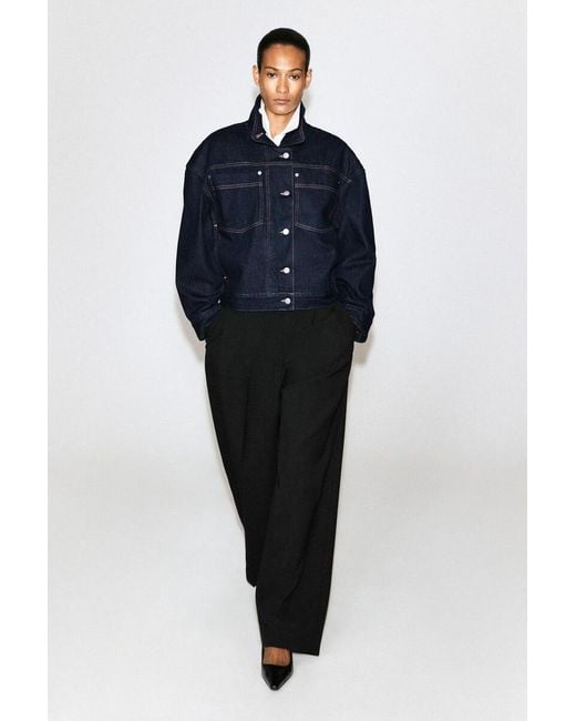 COS Blue Funnel-Neck Denim Jacket