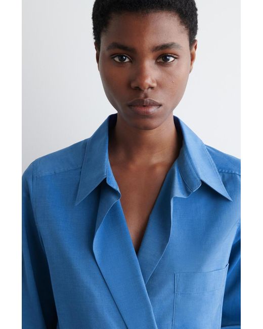 COS Blue Double-breasted Shirt