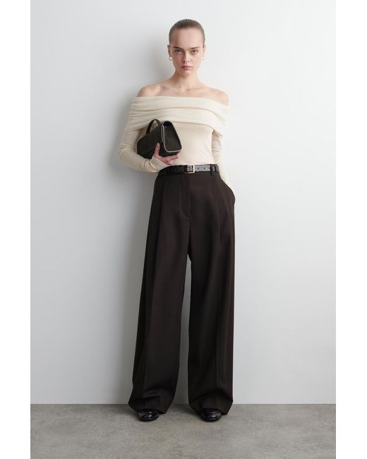 COS Natural Off-The-Shoulder Merino Wool Top