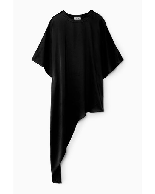 COS Black Asymmetric Satin Top