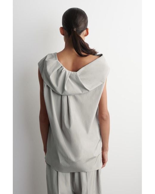 COS Gray Oversized Draped Top