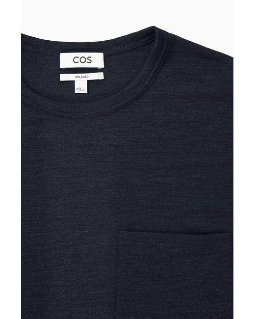 COS Blue Wool-blend Long-sleeved T-shirt for men