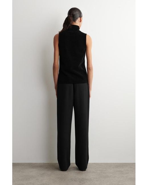 COS Black Chenille Funnel-Neck Vest