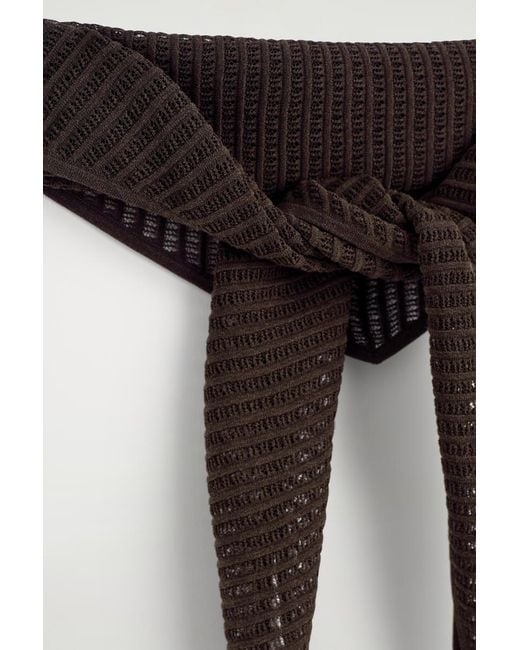 COS Black Pointelle-Knit Triangle Scarf