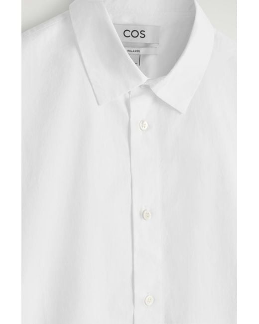 COS White Relaxed Pima Cotton-Poplin Shirt for men