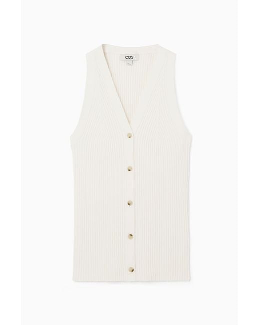 COS White Rib-knit V-neck Vest