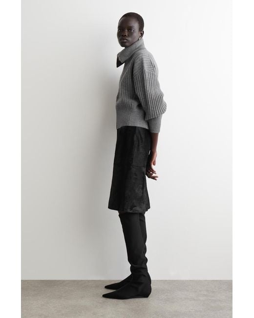 COS Gray Ribbed Merino Wool Jacket