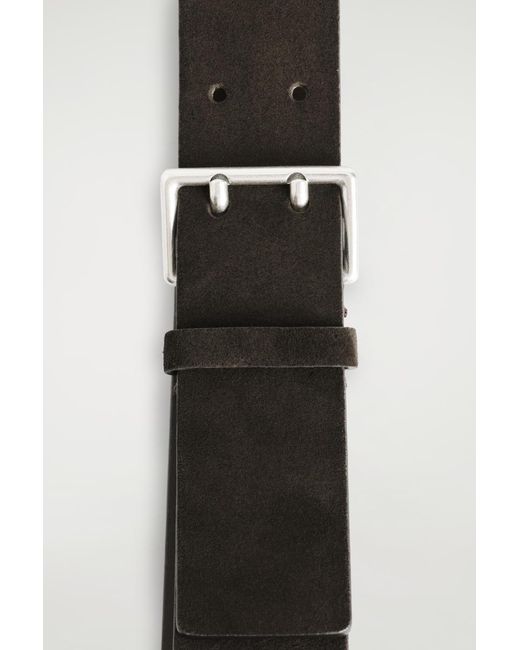 COS Brown Double-Prong Suede Belt