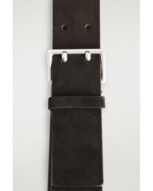 COS Brown Double-Prong Suede Belt
