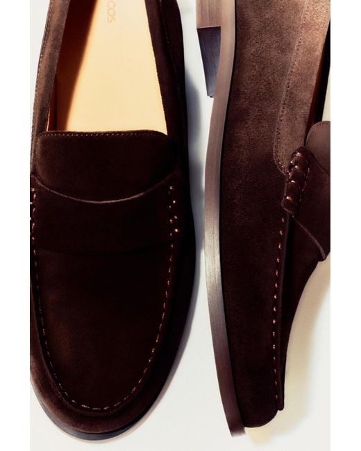 COS Brown Suede Penny Loafers for men