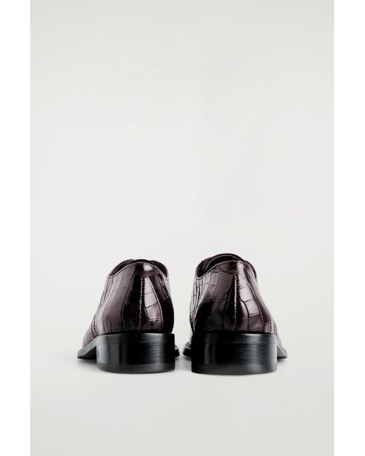 COS Black Croc-Effect Leather Derby Shoes