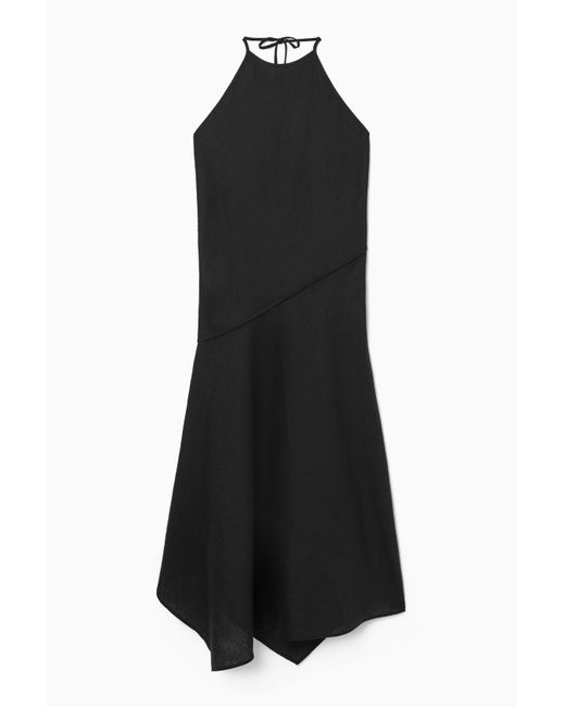 COS Black Asymmetric Halterneck Dress