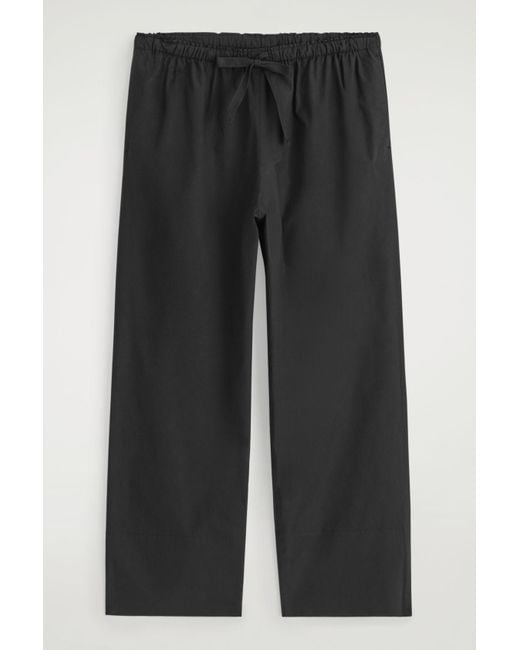 COS Black Drawstring Cotton Trousers