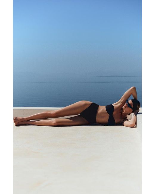 COS Brown Textured High-Waisted Bikini Briefs
