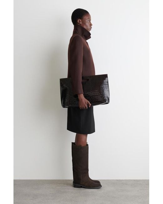 COS Black Suede Riding Boots