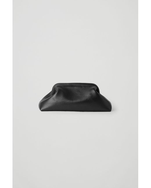 COS Black Large Leather Clutch Bag