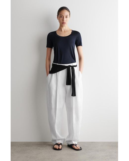 COS Blue Slim Silk T-Shirt