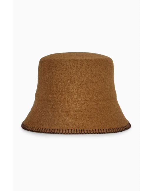 COS Brown Moulded Wool Bucket Hat for men