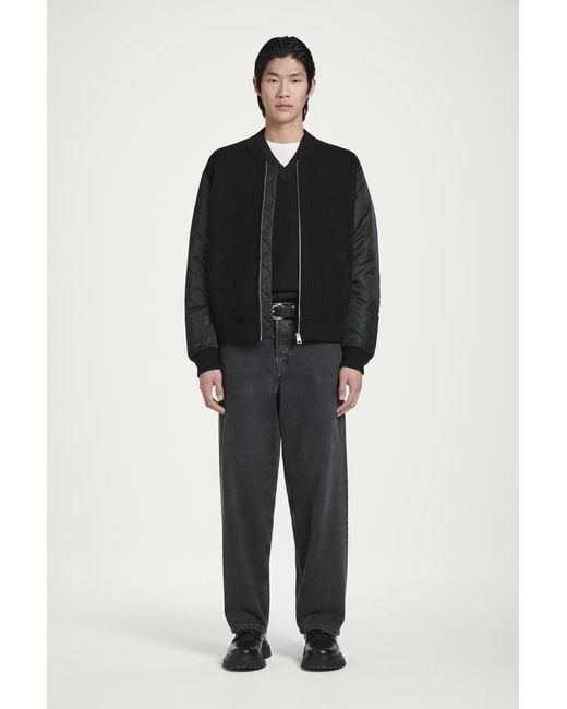 COS Black Merino Wool And Nylon Bomber Jacket for men