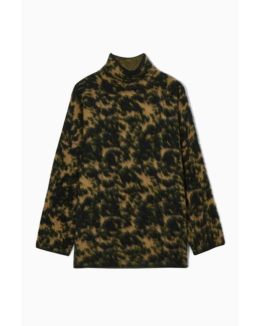 COS Green Tortoiseshell-jacquard Alpaca-blend Sweater