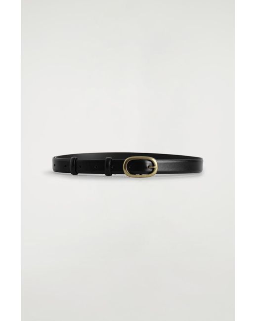 COS Black Oval-Buckle Leather Belt