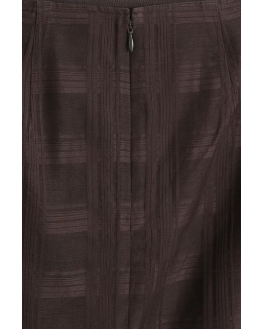 COS Brown Layered Sheer Checked Midi Skirt