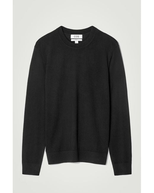 COS Black Slim Merino Wool Crew-Neck Jumper for men