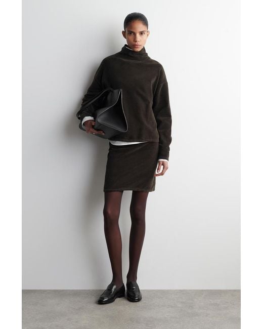 COS Black Chenille Mock-Neck Sweater