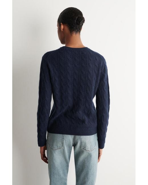 COS Blue Cable-Knit Cashmere Sweater