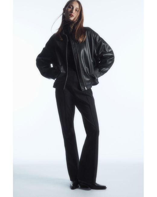 COS Black Pintucked Kick-flare Trousers