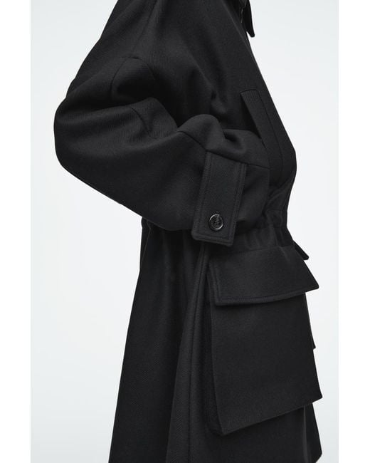 COS Black Oversized Wool Workwear Coat