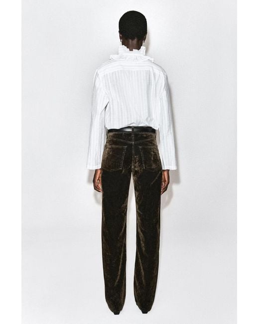 COS White Ruffle-Collar Seersucker Blouse