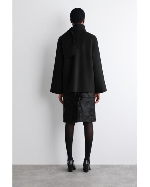 COS Black Double-Faced Wool Scarf Short Jacket