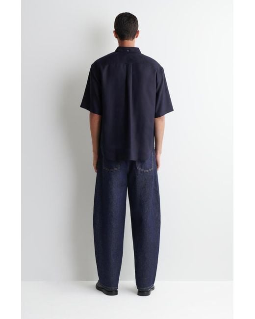 COS Blue Oversized Popover Shirt for men