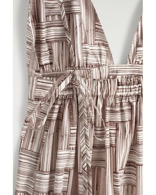 COS Brown Printed V-Neck Maxi Dress