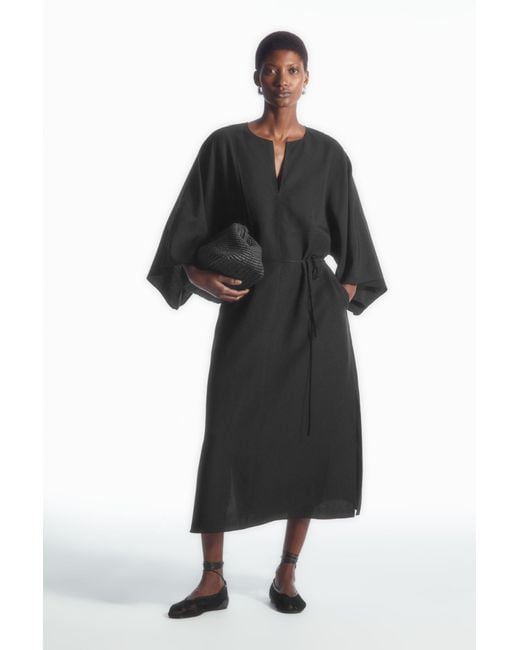 COS Black Oversized Kaftan Midi Dress