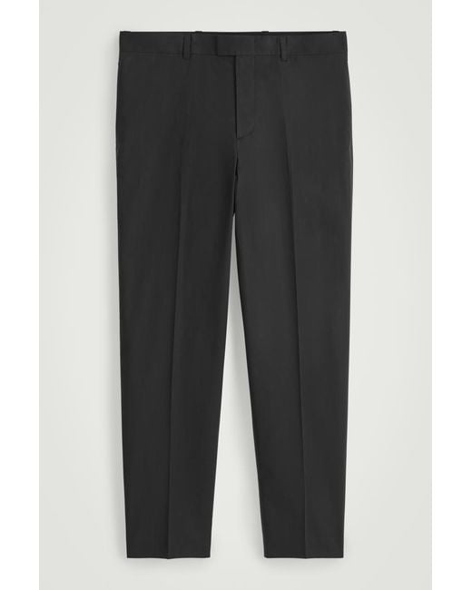 COS Black Cotton Regular-Fit Straight-Leg Trousers for men