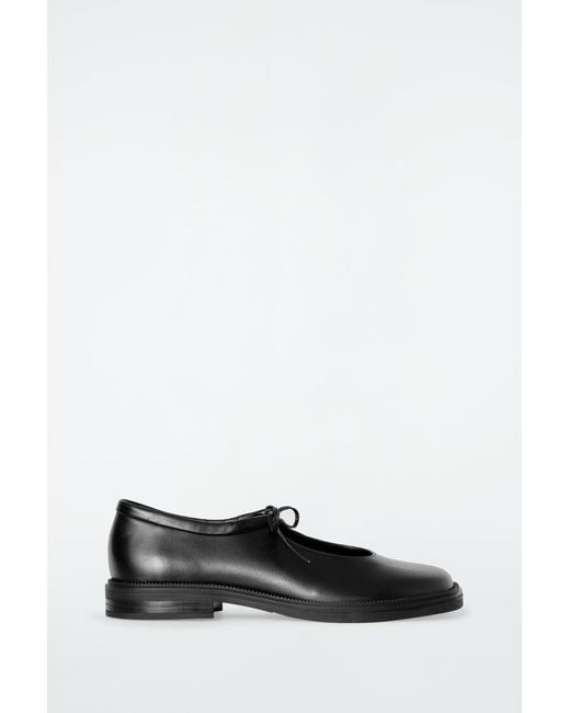 COS Black Chunky Lace-Up Leather Mary-Jane Shoes