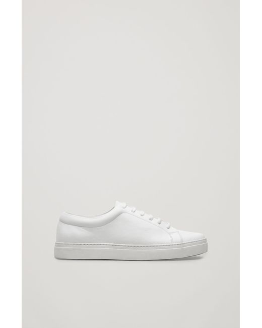 COS White Lace-Up Leather Sneakers for men