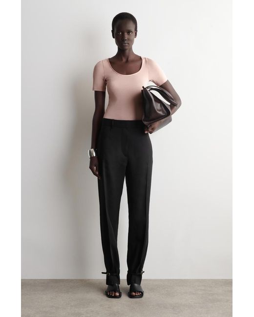COS Pink Satin-Trimmed Cotton-Jersey T-Shirt
