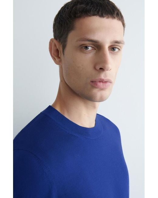 COS Blue Slim Merino Wool Crew-Neck Sweater for men