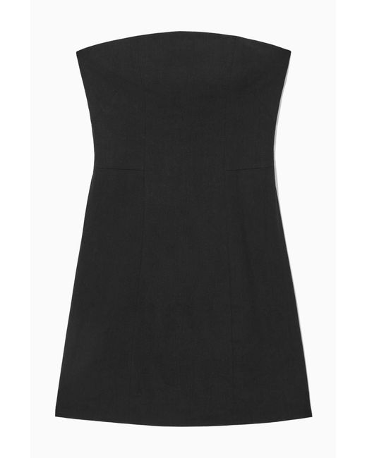 COS Black Linen-blend Mini Bustier Dress
