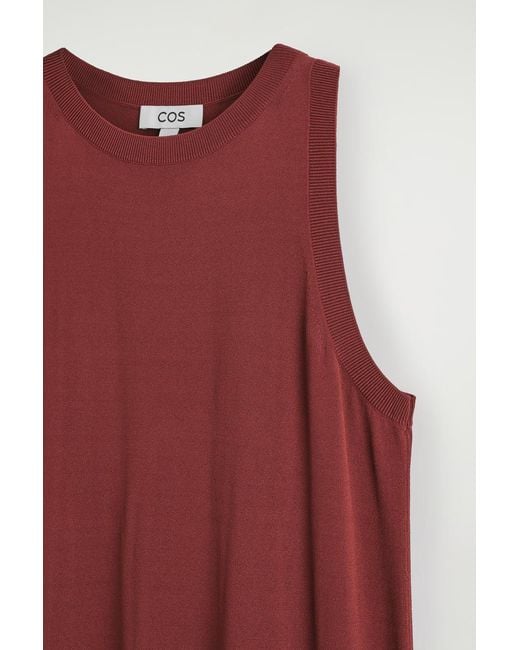 COS Sleeveless Knitted Midi Dress in Red | Lyst