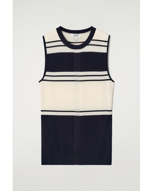 COS Blue Ribbed-Knit Tank Top