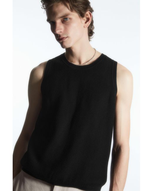 COS Textured Knitted Tank in Black for Men | Lyst UK